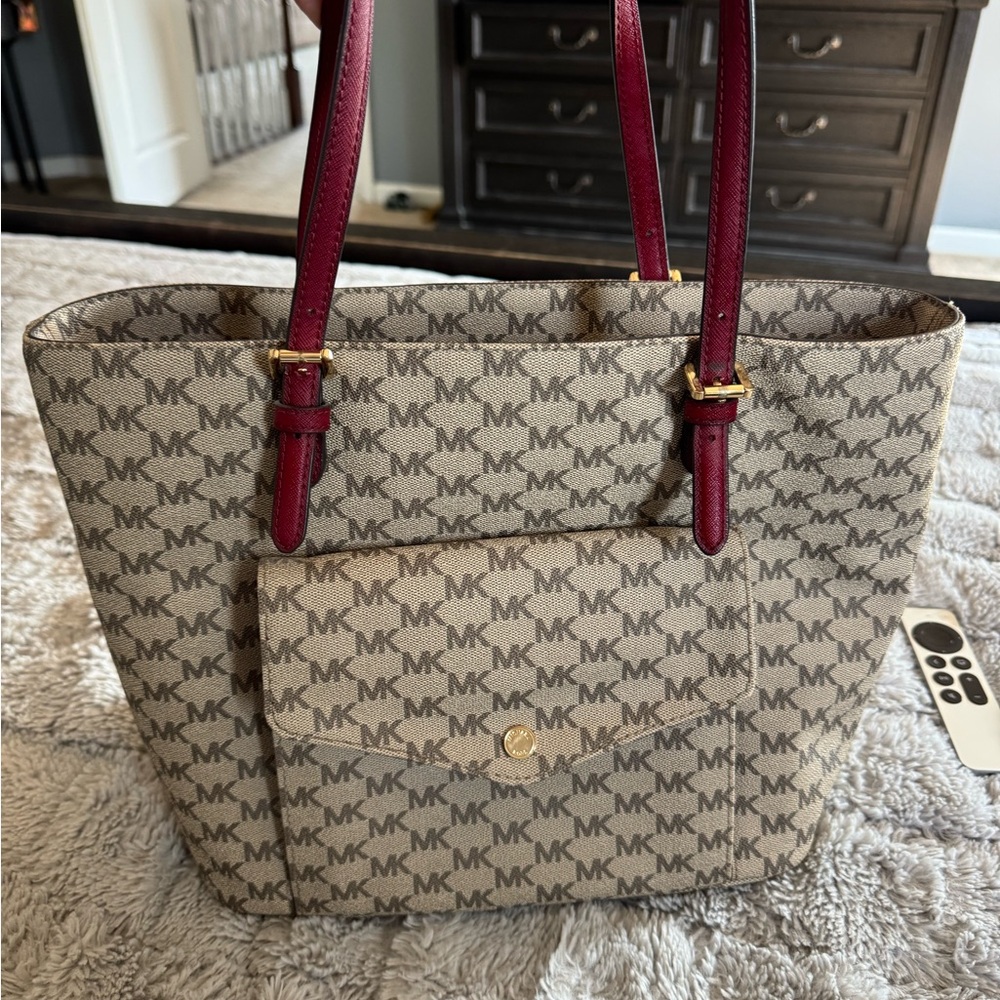 Michael Kors Monogram Tote - Brown and Red